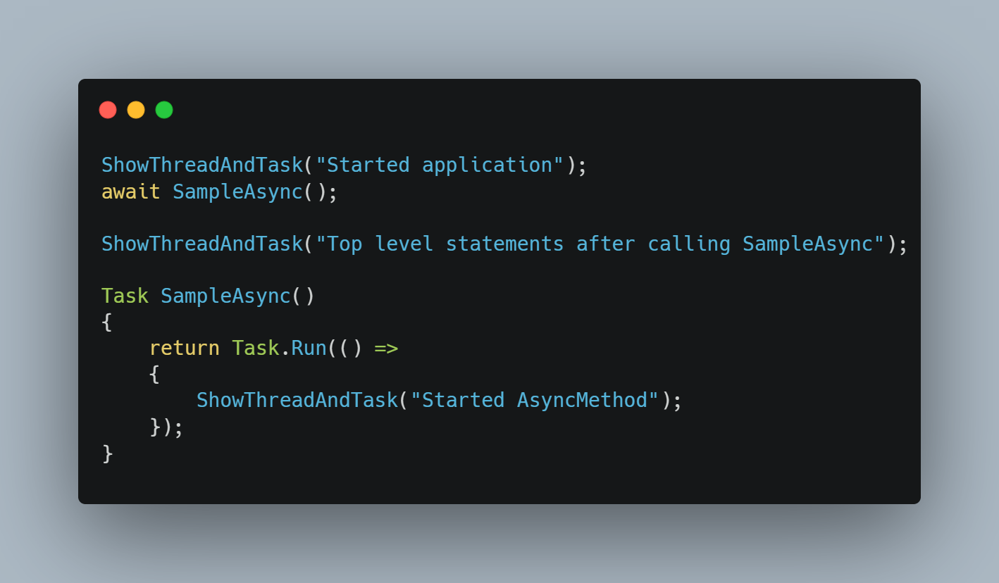 Creating a Task and calling an async method